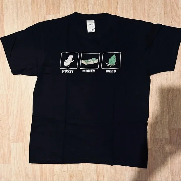 T-SHIRT RIPNDIP PU$$Y MONEY WEED TEE Medium - Picture 2 of 3